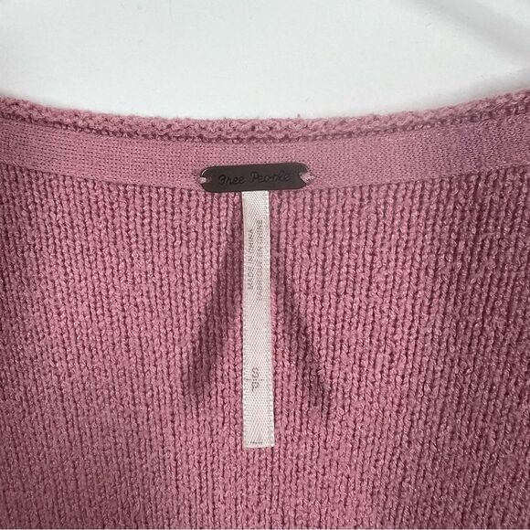 Free People Womens Size Small Oversized Rose Pink Take Me Places V Neck Sweater - Picture 9 of 12